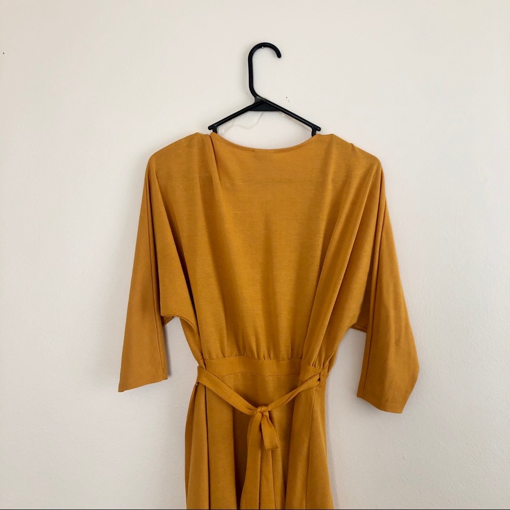 Mustard Yellow Wrap Dress - Picture 3 of 10